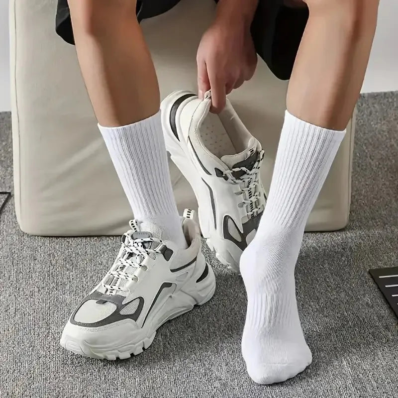 10/20 Pairs Neutral Solid Color Round Neck Socks Spring Summer Sweat Absorbing Breathable Comfortable All-season Sports Socks