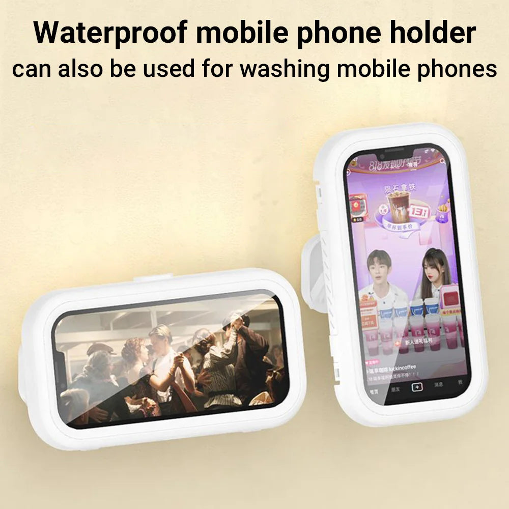 1pc Waterproof Mobile Phone Storage Box With A Rotatable Design, Suitable For Use In The Shower Or For Watching TV Programs