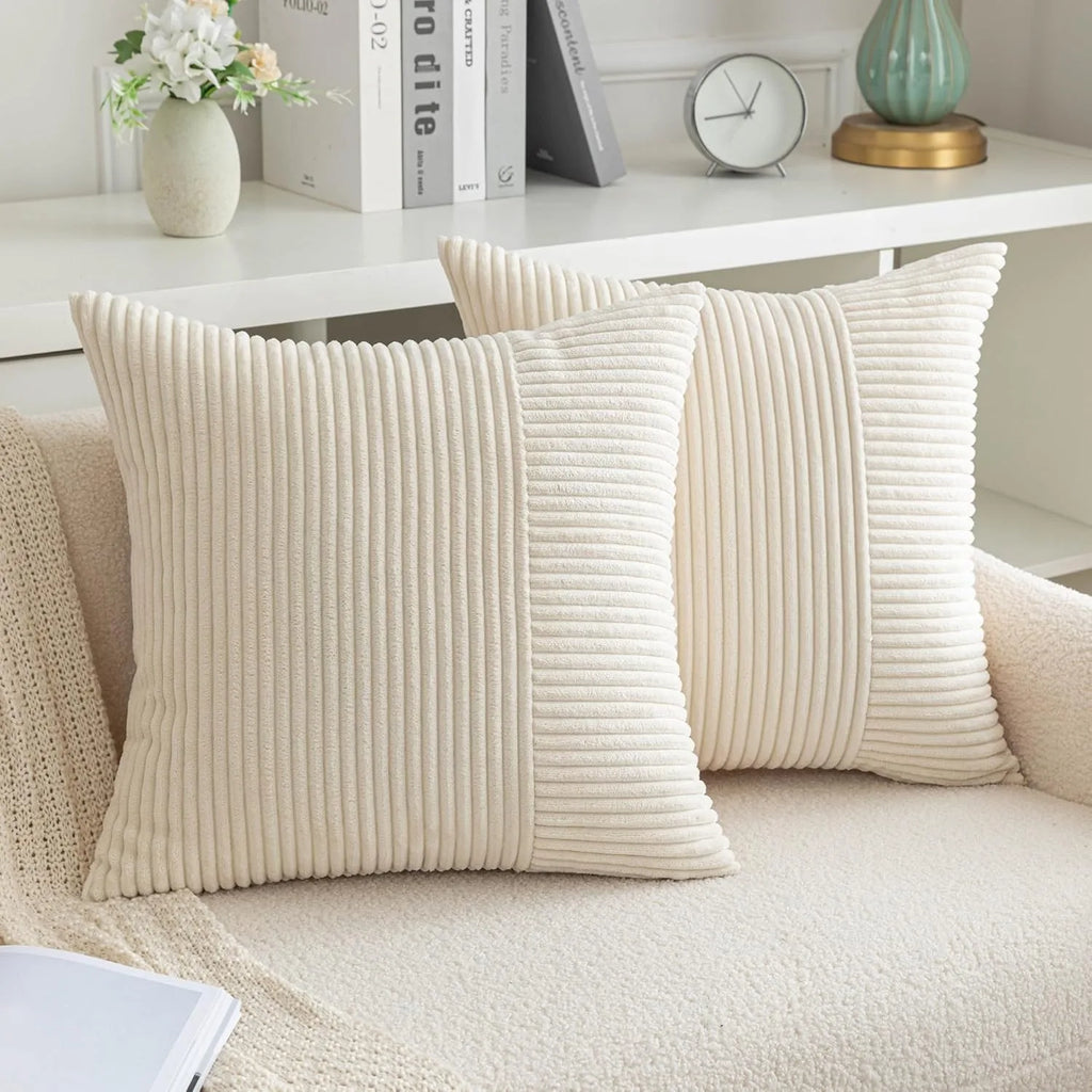 Red Cozy Striped Corduroy Pillow Covers Super 30x50CM Soft Square Throw Pillow Covers Case Cushion Covers for Sofa Couch Sofa