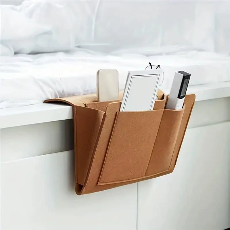 Felt Bedside Storage Organizer Phone Book Magazine Holder Pockets Hanging Storage Bag Baby Tissue Box For Bed Sofa Side Pouch