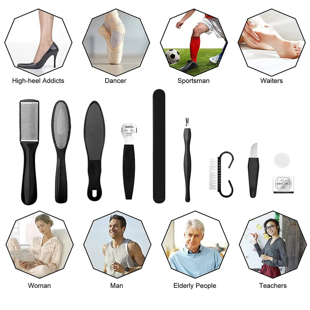 Pedicure Kit 8/10/23 in 1 Stainless Steel Professional Pedicure Tools Set Foot Rasp Peel Callus Dead Skin Remover