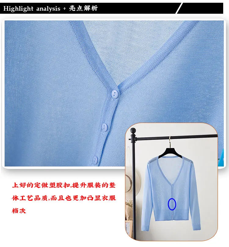 Summer Cardigan Women Cropped Korean Fashion Style Female Black Women's Coat Clothing V-neck Ladies Sweater Outerwear Cute Basic