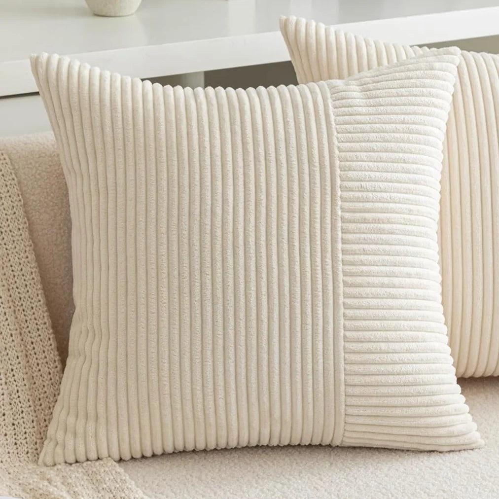 Red Cozy Striped Corduroy Pillow Covers Super 30x50CM Soft Square Throw Pillow Covers Case Cushion Covers for Sofa Couch Sofa