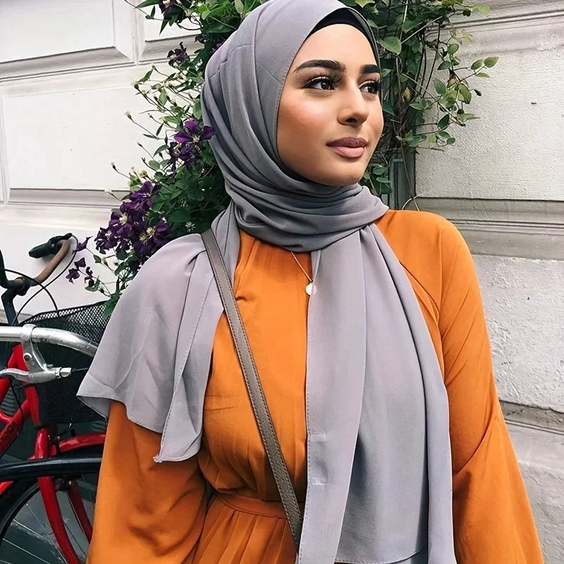 Muslim Chiffon Hijab Scarf Women Long Solid Color Head Wrap For Women Hijabs Scarves Ladies Muslim Veil Jersey Hijabs