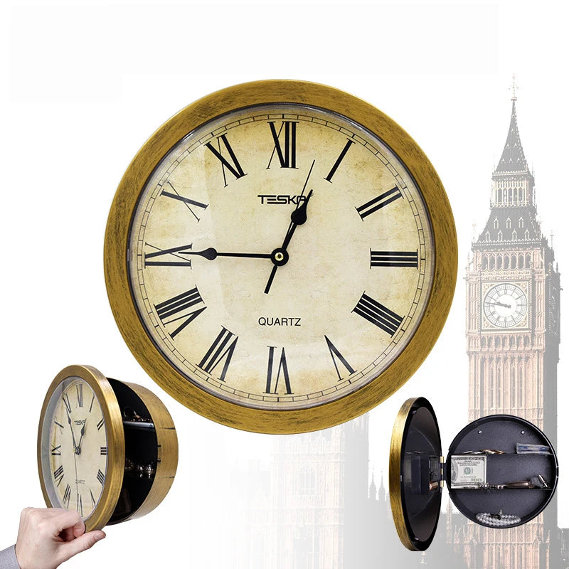 Creative Wall Clock Hidden Safe Box Sight Secret Compartment Hide Cash Jewelry Keys Valueables For Home Office Decoration Safe