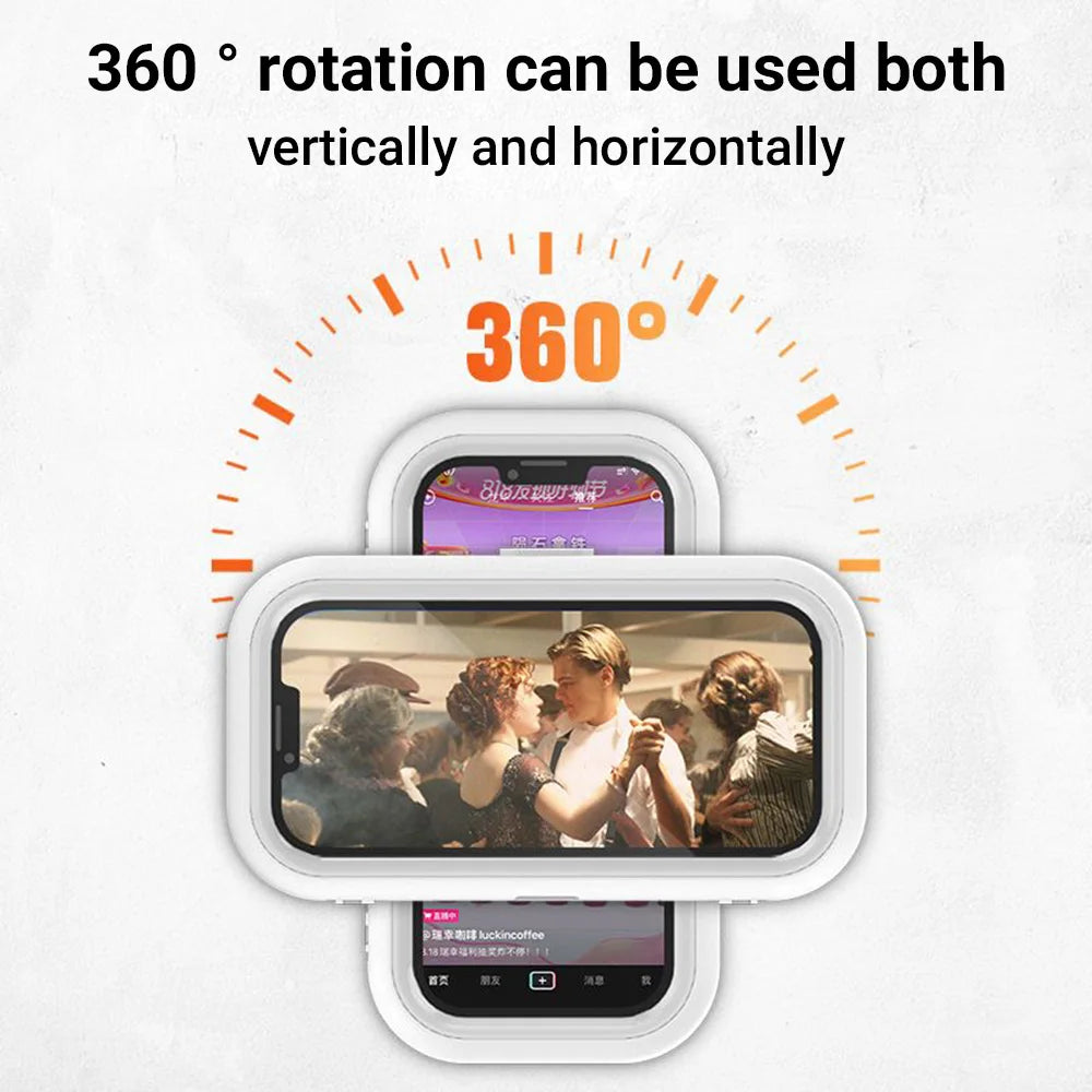 1pc Waterproof Mobile Phone Storage Box With A Rotatable Design, Suitable For Use In The Shower Or For Watching TV Programs