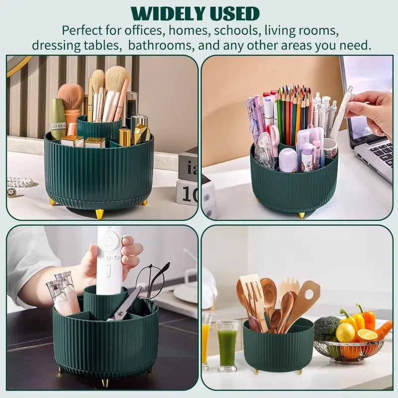 360° Rotate Makeup Brush Holder Organizer 5 Slot Multi-Purpose Desktop Storage Cup Holder Organizers Storage for Vanity Bathroom