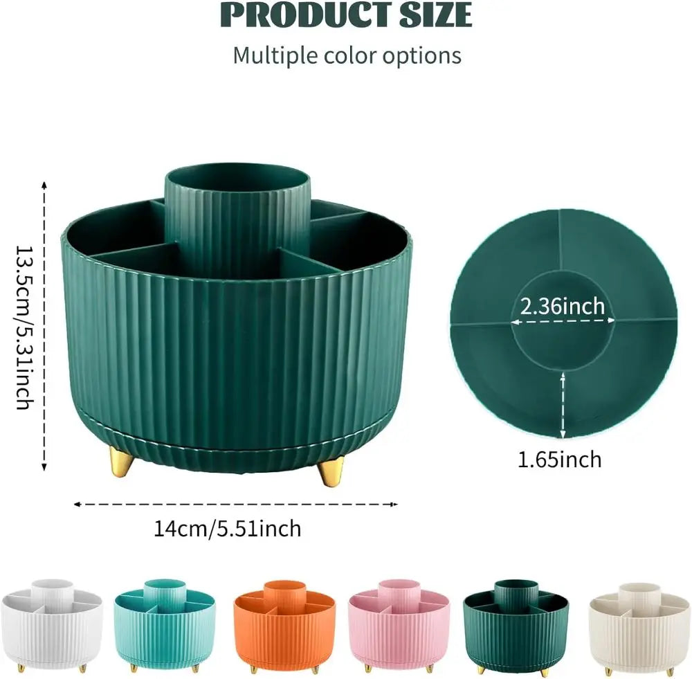 360° Rotate Makeup Brush Holder Organizer 5 Slot Multi-Purpose Desktop Storage Cup Holder Organizers Storage for Vanity Bathroom