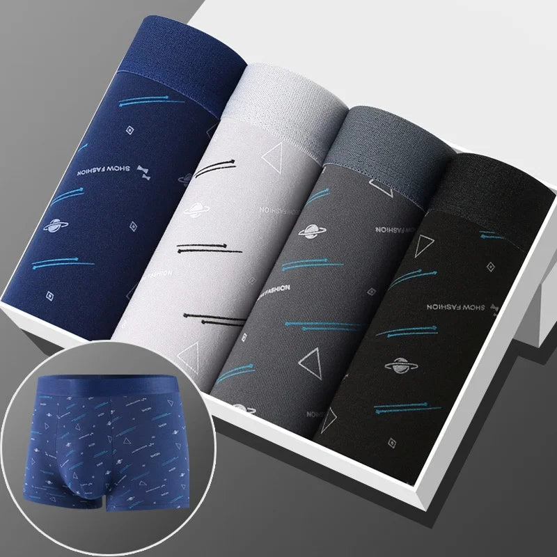 4/8Pcs Man Boxers Printed Underpants U Convex Panties Male Fashion Comfortable Shorts Mens Solid Breathable Soft Underwear L-4XL