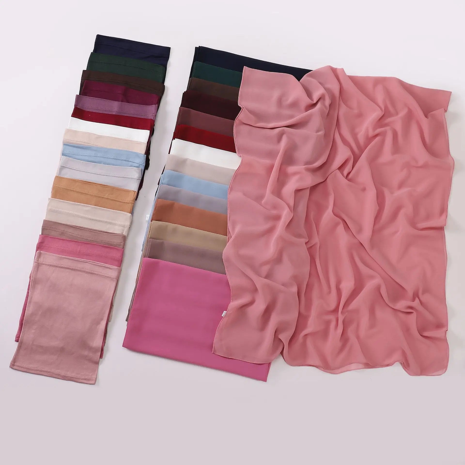 2 Piece Set Chiffon Hijab Matching Undercap Chiffon Scarf with Matching Underscarf Shawls Scarves Head Scarf Headwraps for Women