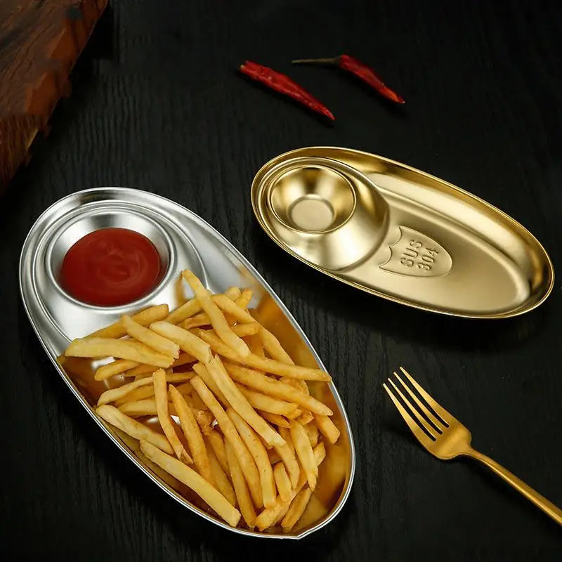 Stainless Steel Serving Tray Multi-purpose Snack Appetizer Dumpling Plate Household Kitchen Food Dish