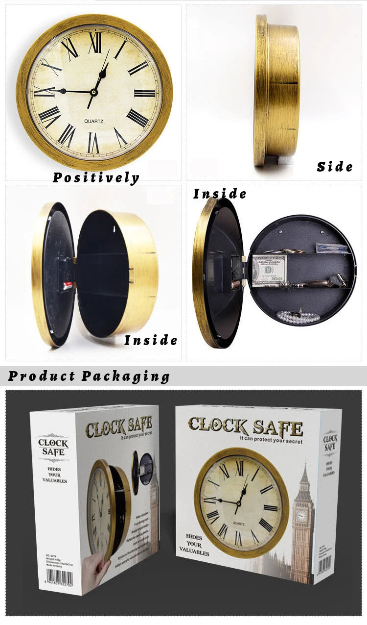 Creative Wall Clock Hidden Safe Box Sight Secret Compartment Hide Cash Jewelry Keys Valueables For Home Office Decoration Safe