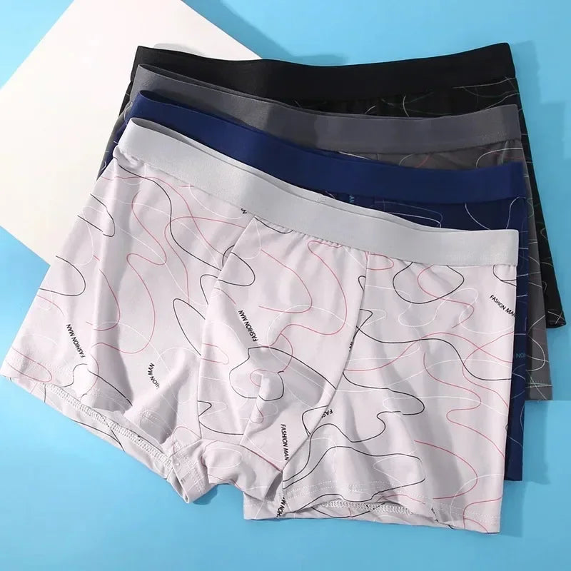 4/8Pcs Man Boxers Printed Underpants U Convex Panties Male Fashion Comfortable Shorts Mens Solid Breathable Soft Underwear L-4XL