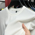 Summer Ice Silk High-End Solid Color High Quality Short Sleeve T Shirts Men's Breathable Fashion T-Shirt Male Brand Clothes 6XL