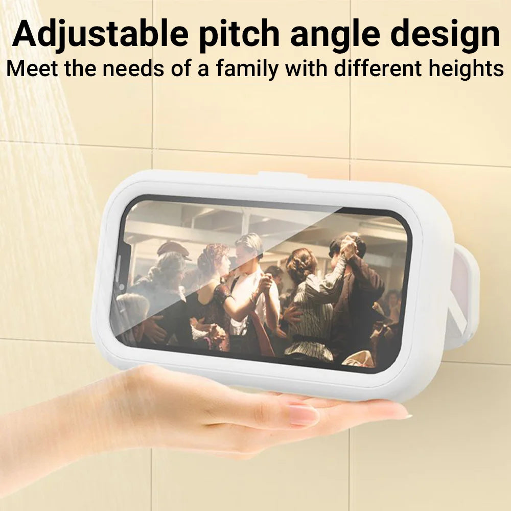 1pc Waterproof Mobile Phone Storage Box With A Rotatable Design, Suitable For Use In The Shower Or For Watching TV Programs