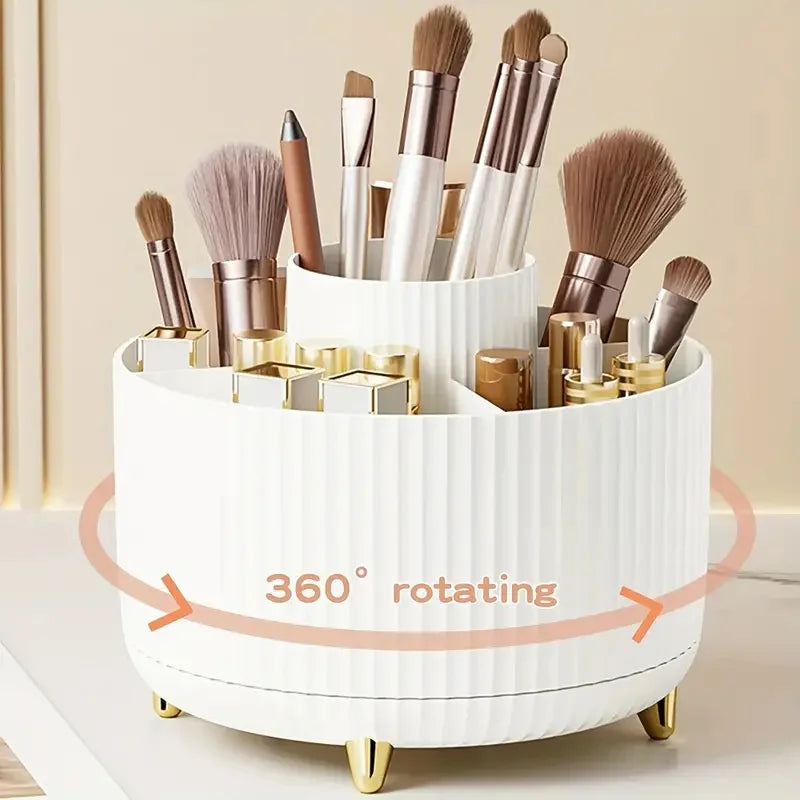 360° Rotate Makeup Brush Holder Organizer 5 Slot Multi-Purpose Desktop Storage Cup Holder Organizers Storage for Vanity Bathroom