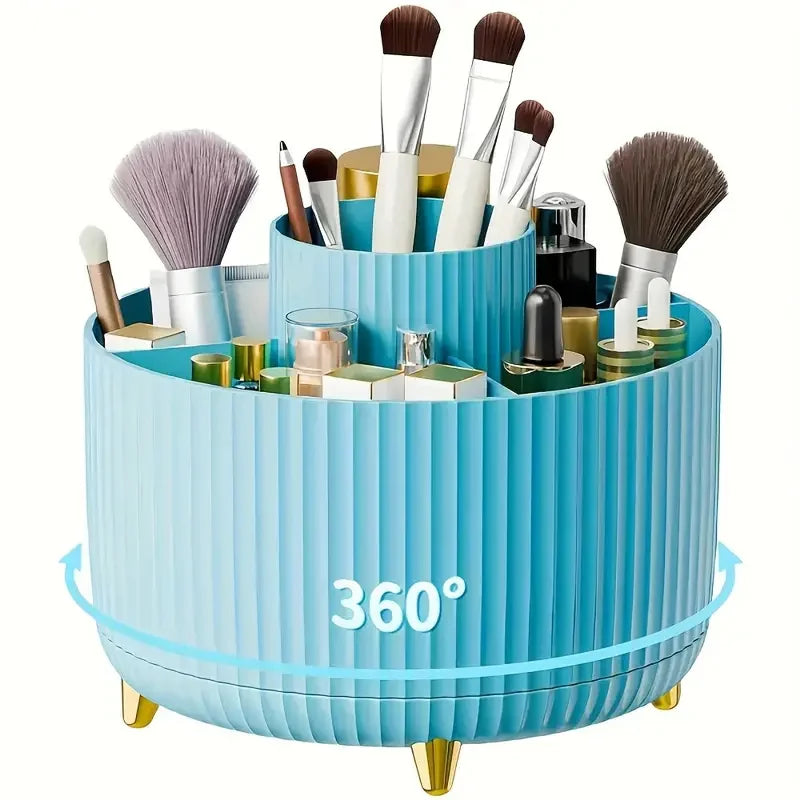 360° Rotate Makeup Brush Holder Organizer 5 Slot Multi-Purpose Desktop Storage Cup Holder Organizers Storage for Vanity Bathroom