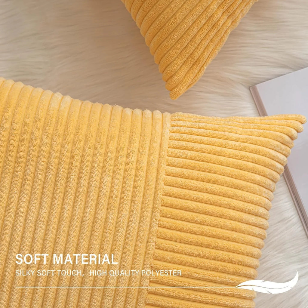 Red Cozy Striped Corduroy Pillow Covers Super 30x50CM Soft Square Throw Pillow Covers Case Cushion Covers for Sofa Couch Sofa