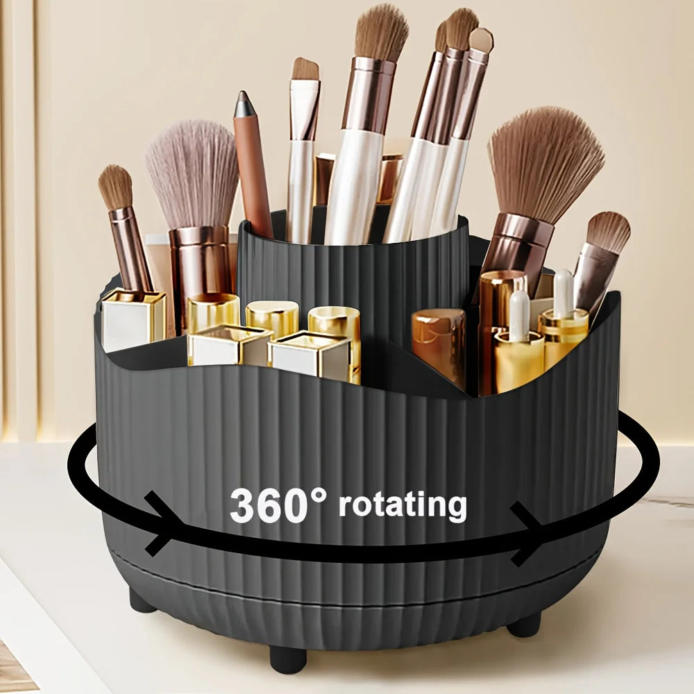 360° Rotate Makeup Brush Holder Organizer 5 Slot Multi-Purpose Desktop Storage Cup Holder Organizers Storage for Vanity Bathroom
