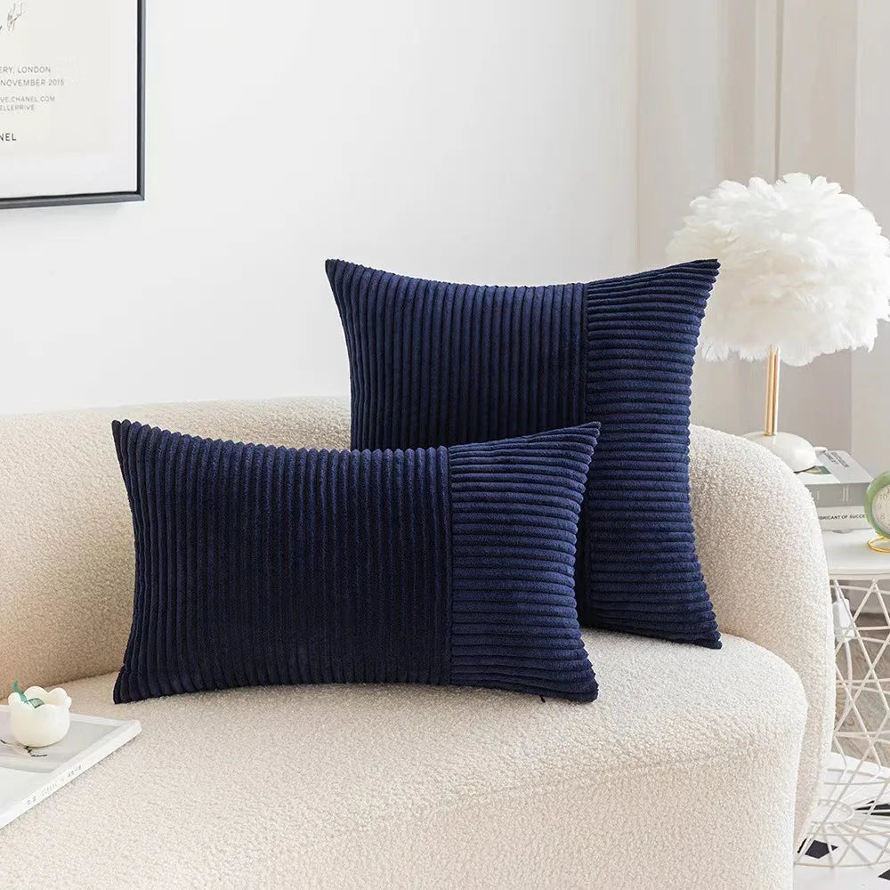 Red Cozy Striped Corduroy Pillow Covers Super 30x50CM Soft Square Throw Pillow Covers Case Cushion Covers for Sofa Couch Sofa