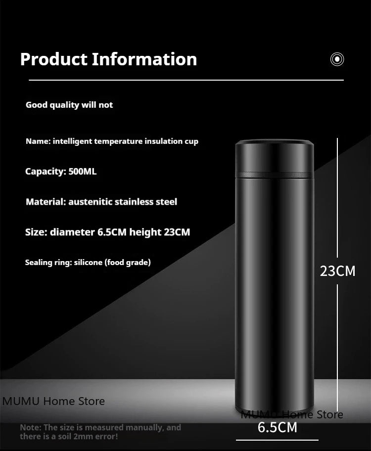 500ML Intelligent Temperature Thermos Bottle Stainless Steel Insulated Cup Portable Vacuum Flask Keeps Cold and Heat Thermal Mug