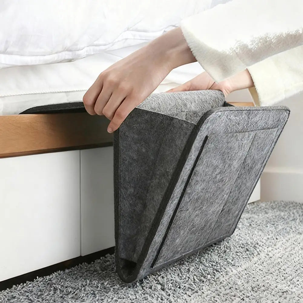 Felt Bedside Storage Organizer Phone Book Magazine Holder Pockets Hanging Storage Bag Baby Tissue Box For Bed Sofa Side Pouch
