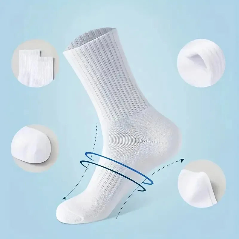 10/20 Pairs Neutral Solid Color Round Neck Socks Spring Summer Sweat Absorbing Breathable Comfortable All-season Sports Socks