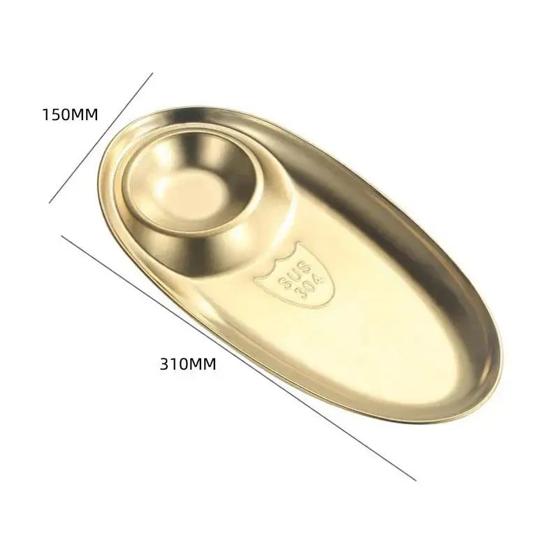Stainless Steel Serving Tray Multi-purpose Snack Appetizer Dumpling Plate Household Kitchen Food Dish