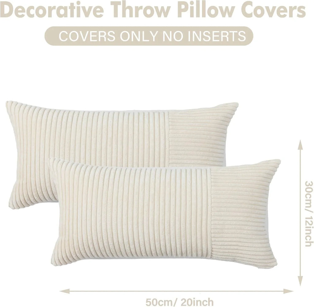 Red Cozy Striped Corduroy Pillow Covers Super 30x50CM Soft Square Throw Pillow Covers Case Cushion Covers for Sofa Couch Sofa