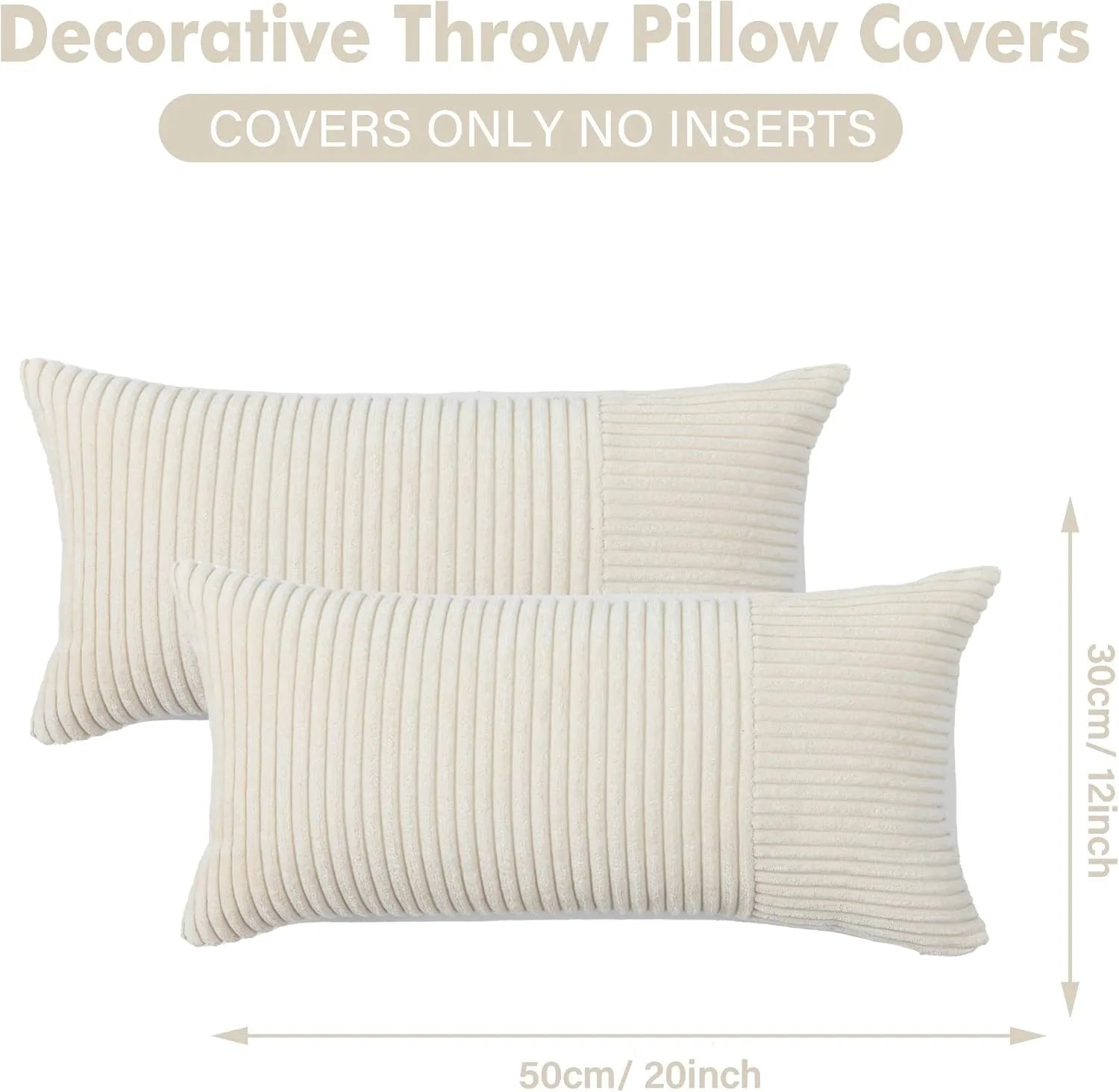 Red Cozy Striped Corduroy Pillow Covers Super 30x50CM Soft Square Throw Pillow Covers Case Cushion Covers for Sofa Couch Sofa