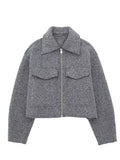 Knit Fashion Warm Jackets Coat Women's Zipper Pocket Solid Lapel Loose Commute Stitch Sweatshirt Female Autumn Jackets New