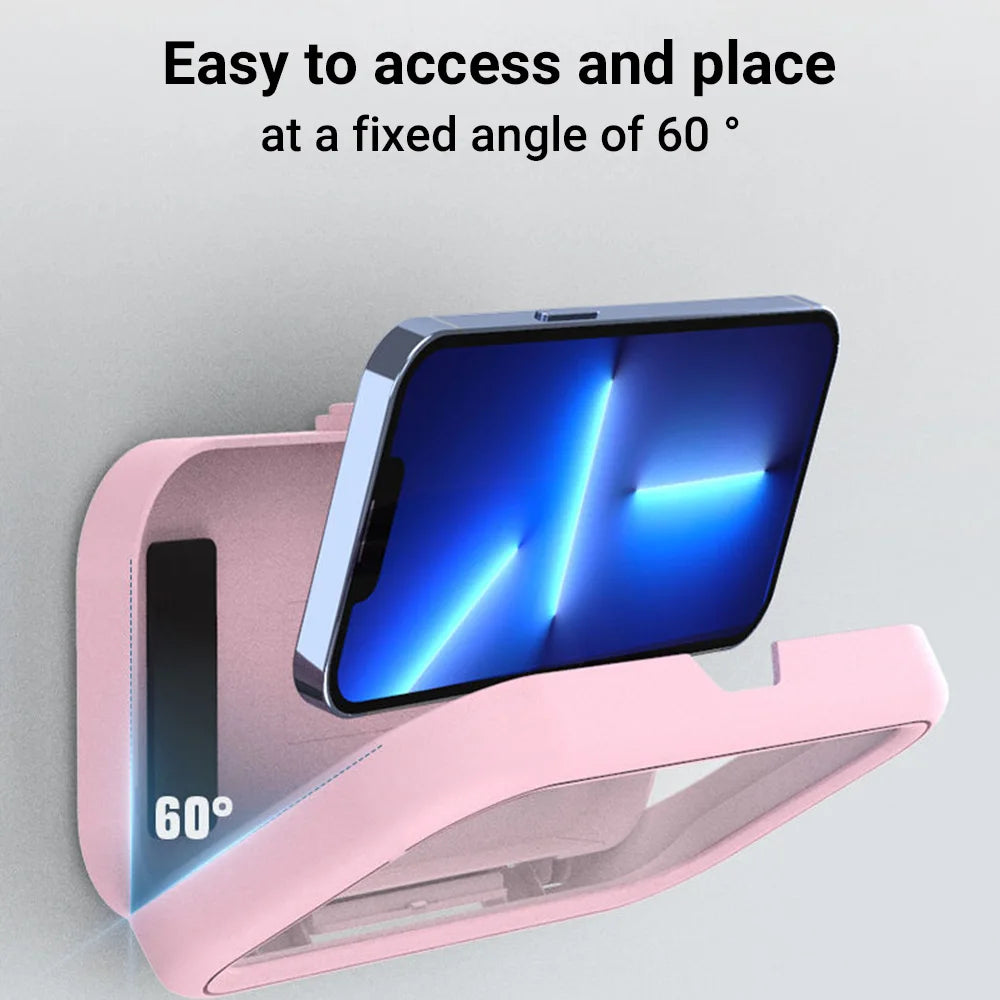 1pc Waterproof Mobile Phone Storage Box With A Rotatable Design, Suitable For Use In The Shower Or For Watching TV Programs