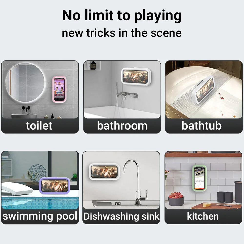 1pc Waterproof Mobile Phone Storage Box With A Rotatable Design, Suitable For Use In The Shower Or For Watching TV Programs