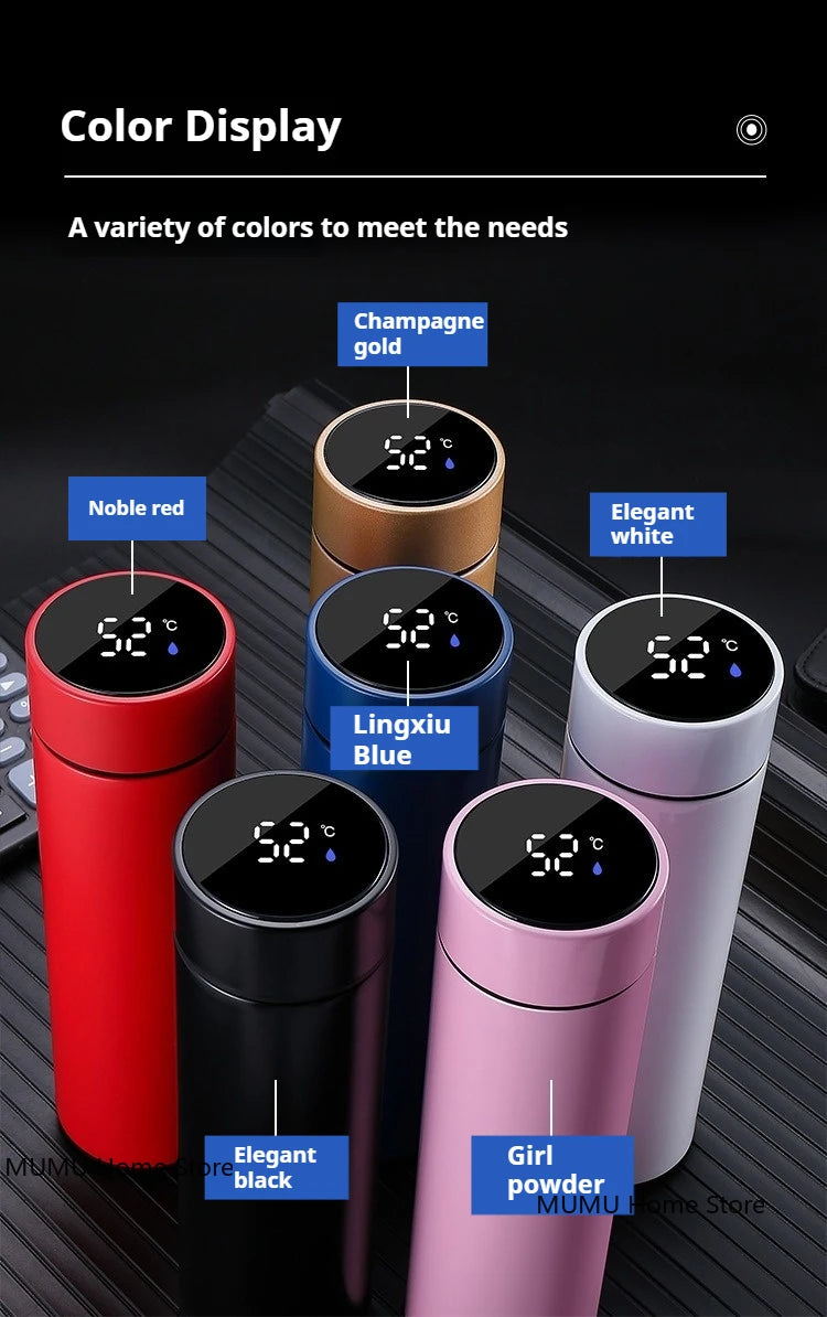 500ML Intelligent Temperature Thermos Bottle Stainless Steel Insulated Cup Portable Vacuum Flask Keeps Cold and Heat Thermal Mug
