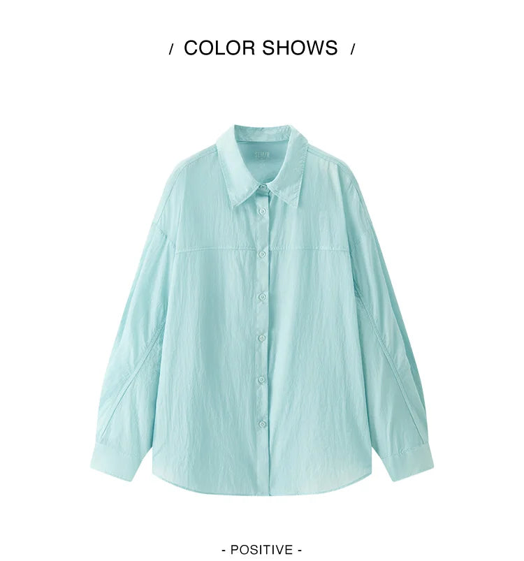 Semir Women Shirt UV 2026 Protection Textured Solid Drop Shoulder Urban Casual Everyday Style Soft Comfortable Daily