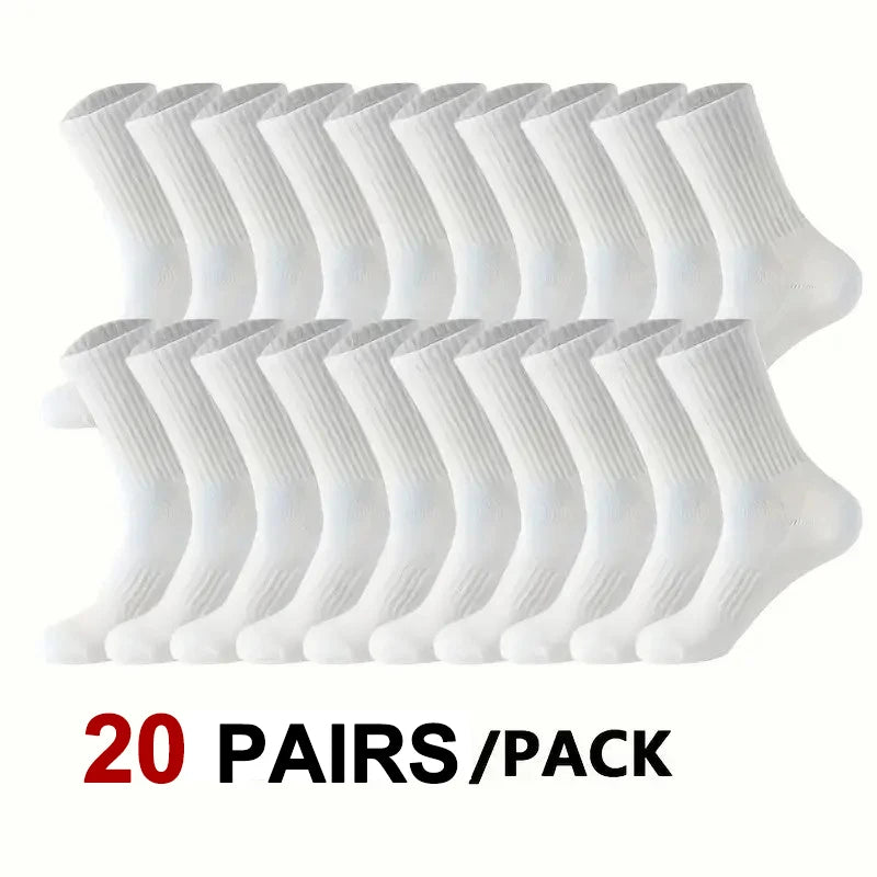 10/20 Pairs Neutral Solid Color Round Neck Socks Spring Summer Sweat Absorbing Breathable Comfortable All-season Sports Socks