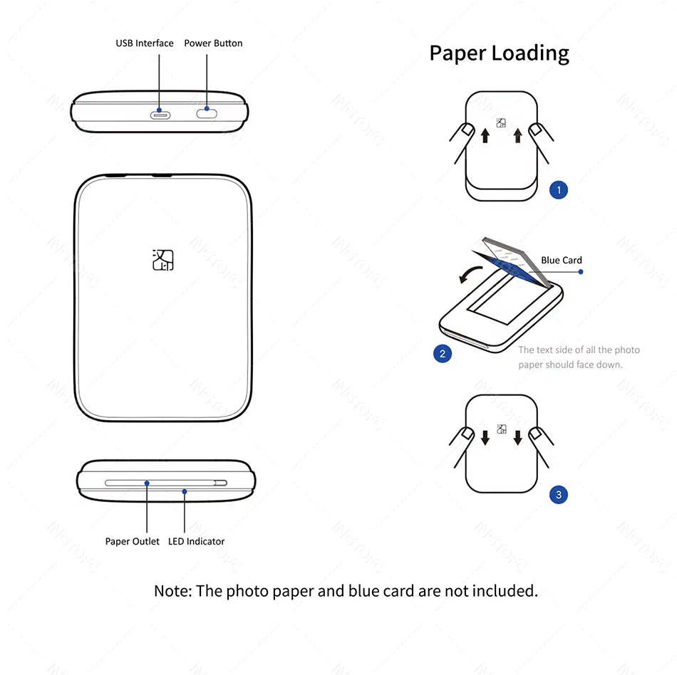 HPRT MT53 Portable Photo Printer Pocket Zink Technology Bluetooth Print 2x3'' Sticky-Backed Photo Paper Machine with Papers Case