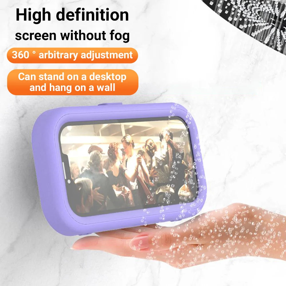 1pc Waterproof Mobile Phone Storage Box With A Rotatable Design, Suitable For Use In The Shower Or For Watching TV Programs