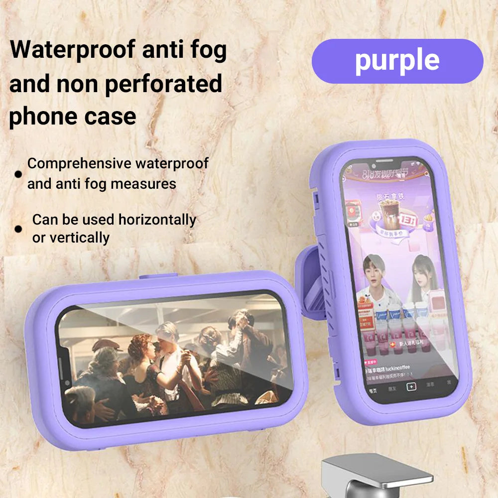 1pc Waterproof Mobile Phone Storage Box With A Rotatable Design, Suitable For Use In The Shower Or For Watching TV Programs