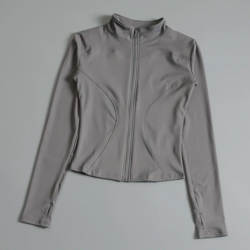 Women Zip Fitness Yoga Shirt Long Sleeve Sports Jacket Gym Top Activewear Running Coats Workout Clothes Woman
